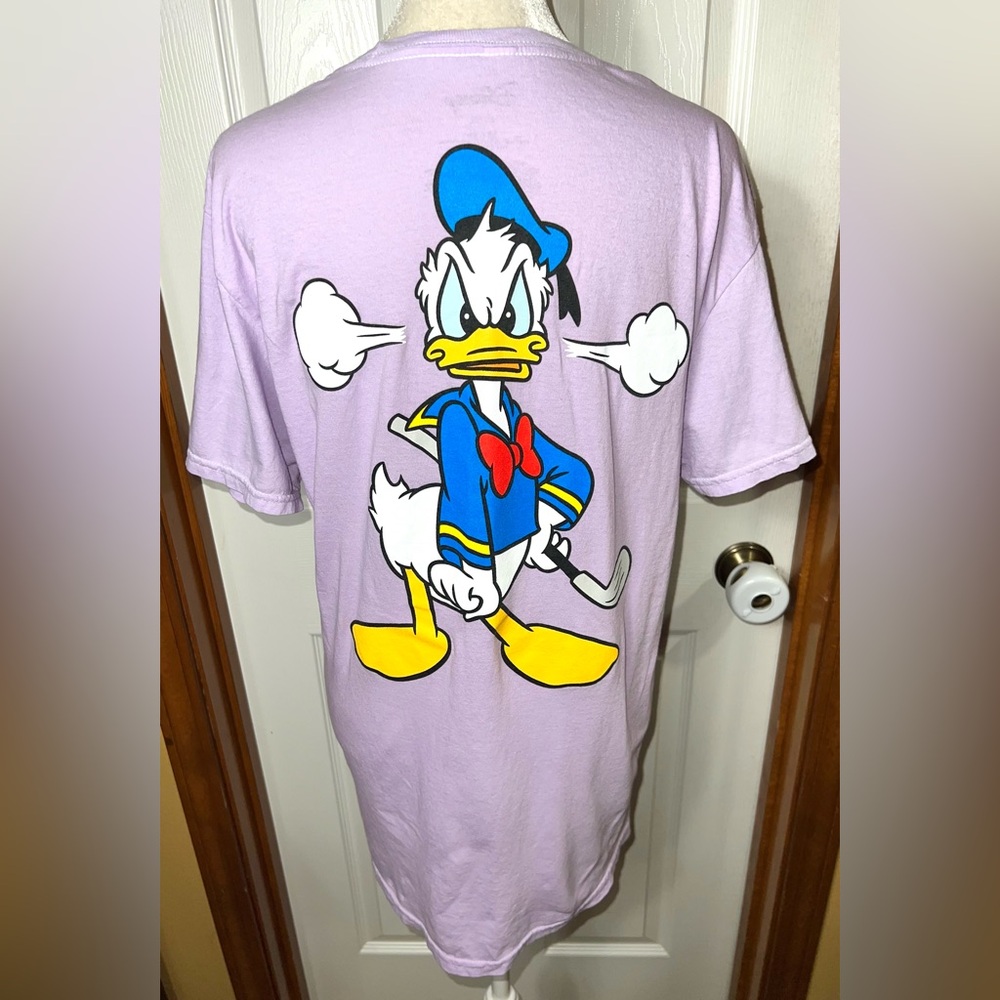 Disney Donald Duck Graphic Tee T Shirt Top Purple Short Sleeve Womens M (Mens S)